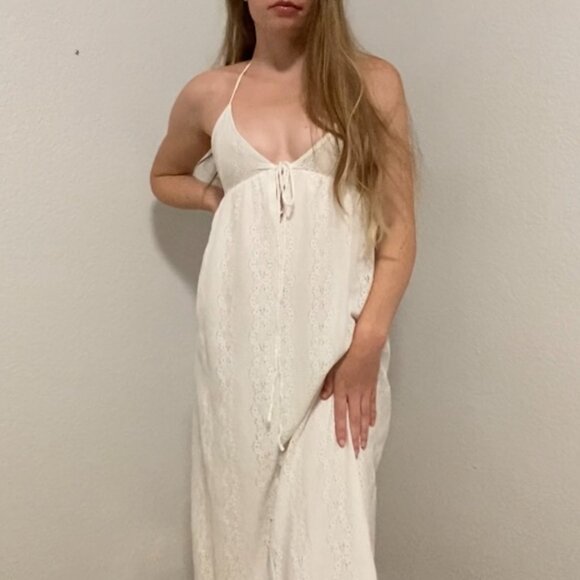 Zara Dresses & Skirts - ZARA Lace Halter Maxi Dress - White